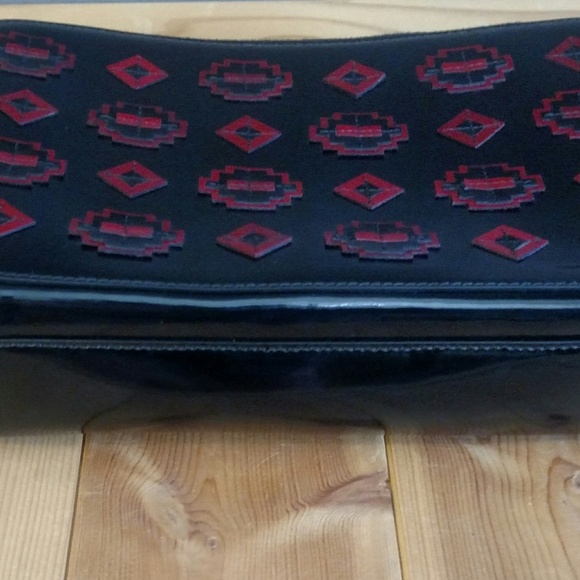 Prada Patent Leather Bag - Black w/Red Geometric - Picture 6 of 8